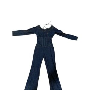 Vtg Y2k Fubu‎ Juniors 5/6 Long Sleeve Denim Jumpsuit
